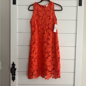 Orange Floral Lace Dress